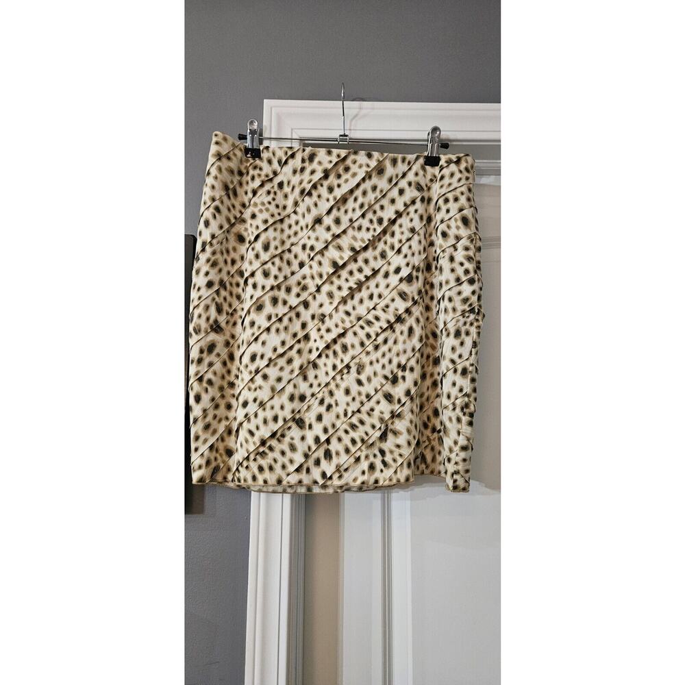 Ann Taylor Size 10 Skirt Layered Animal Print Above Knee Lined Cream Brown